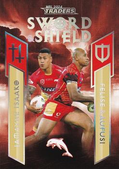 2024 NRL Traders Titanium - Sword & Shield Team #SST05 Jamayne Isaako / Felise Kaufusi Front